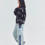 GA MOHAIR EMBLEM総柄 KNIT