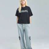 MUCENT/ムセント CROSS LEATHER PATCH SWEAT PANTS