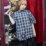 【GALFY×GALLIS ADDICTION】安心の十字架キラキラチェックSSシャツ