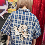 【GALFY×GALLIS ADDICTION】安心の十字架キラキラチェックSSシャツ