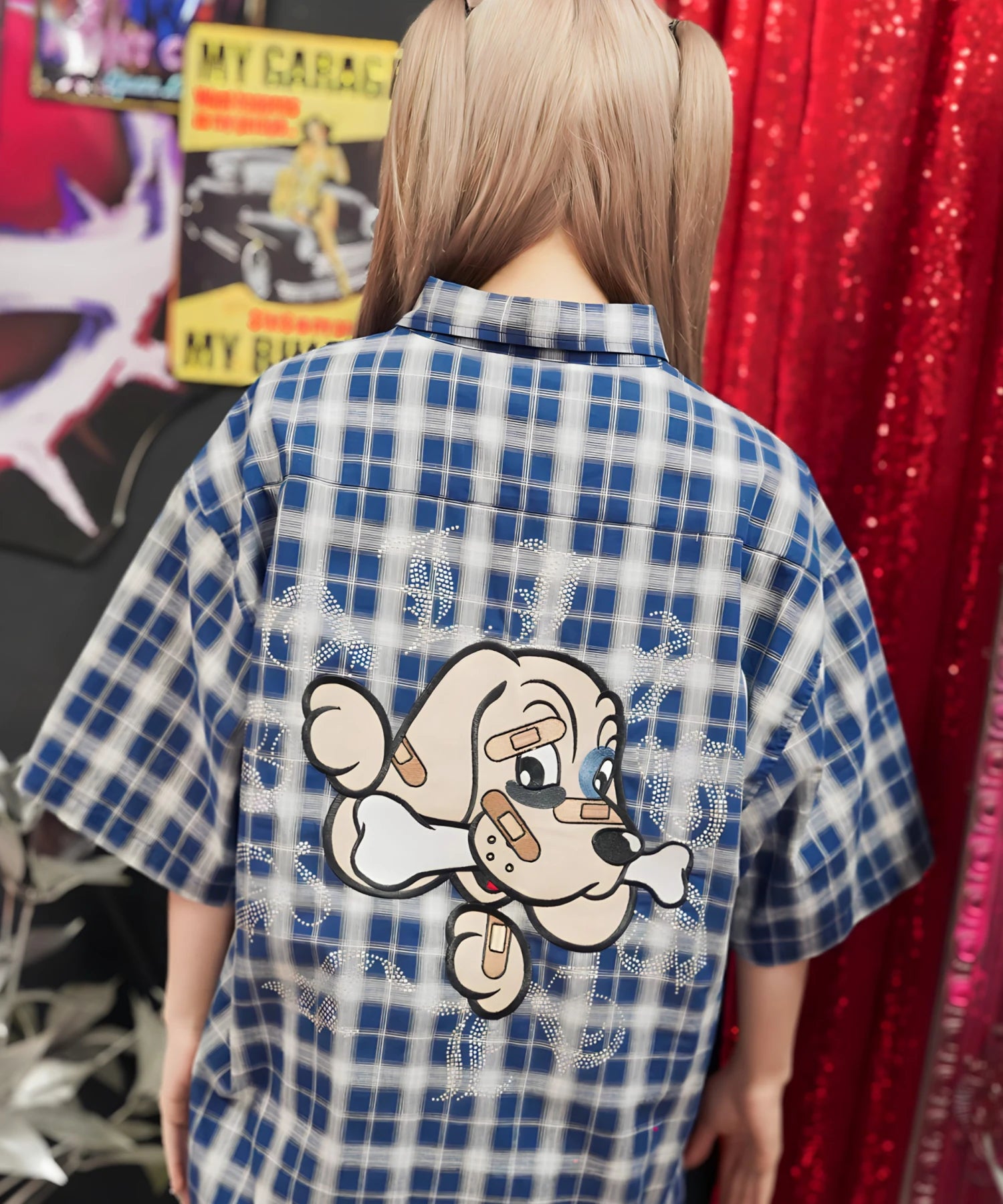 【GALFY×GALLIS ADDICTION】安心の十字架キラキラチェックSSシャツ