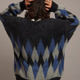 JE DIA/ARGYLE JQ SHAGGY KNIT CARDIGAN