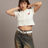 GA HEART ﾘﾌﾞｼｮｰﾄ丈ZIP UP TEE