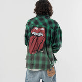 【The Rolling Stones×JACKROSE】 ハードダメージ ビンテージ チェックシャツ