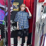 【GALFY×GALLIS ADDICTION】安心の十字架キラキラチェックSSシャツ