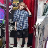 【GALFY×GALLIS ADDICTION】安心の十字架キラキラチェックSSシャツ