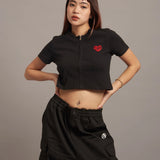 GA HEART ﾘﾌﾞｼｮｰﾄ丈ZIP UP TEE