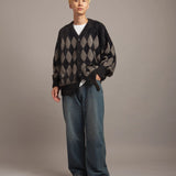 JE DIA/ARGYLE JQ SHAGGY KNIT CARDIGAN