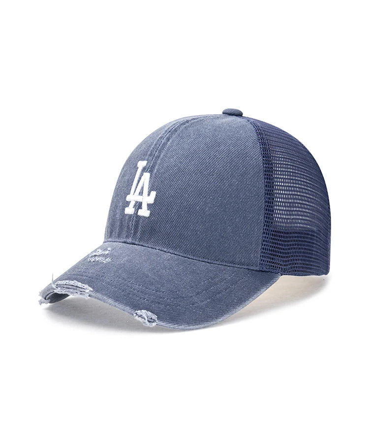 MLB　KOREA-ダメージウォッシュ・メッシュ・CAP
