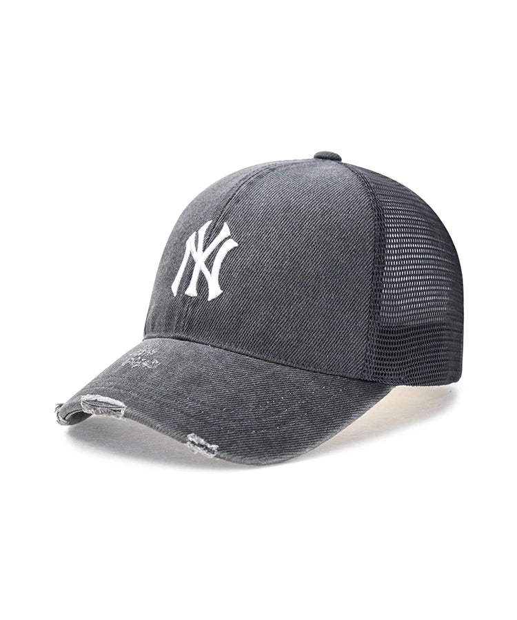 MLB　KOREA-ダメージウォッシュ・メッシュ・CAP