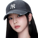MLB　KOREA-ダメージウォッシュ・メッシュ・CAP