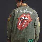 B-TRS-Lips&Tongue カットオフワッペンシャツJKT