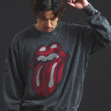 B-TRS-Lips&Tongue ラインストーン-クルースウェット