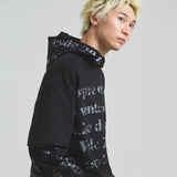 GA SUEDE LAYERED LOGO HOODIE