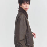 JE-ビンテージPU　衿ファー脱着フライトブルゾン