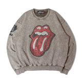 B-TRS-Lips&Tongue ラインストーン-クルースウェット