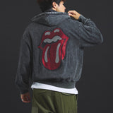 B-TRS-Lips&Tongue ラインストーン-ZIPパーカー