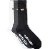 FRUIT OF THE LOOM ﾍﾞｰｼｯｸ平編刺繍ｸﾙｰｿｯｸｽ 3足ﾊﾟｯｸ