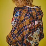 GALFY-ワッペンだらけチェックシャツパーカー