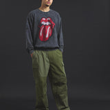 B-TRS-Lips&Tongue ラインストーン-クルースウェット