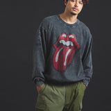 B-TRS-Lips&Tongue ラインストーン-クルースウェット