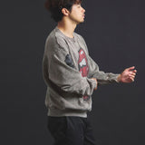 B-TRS-Lips&Tongue ラインストーン-クルースウェット