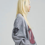 B-TRS-Lips&Tongue ラインストーン-クルースウェット