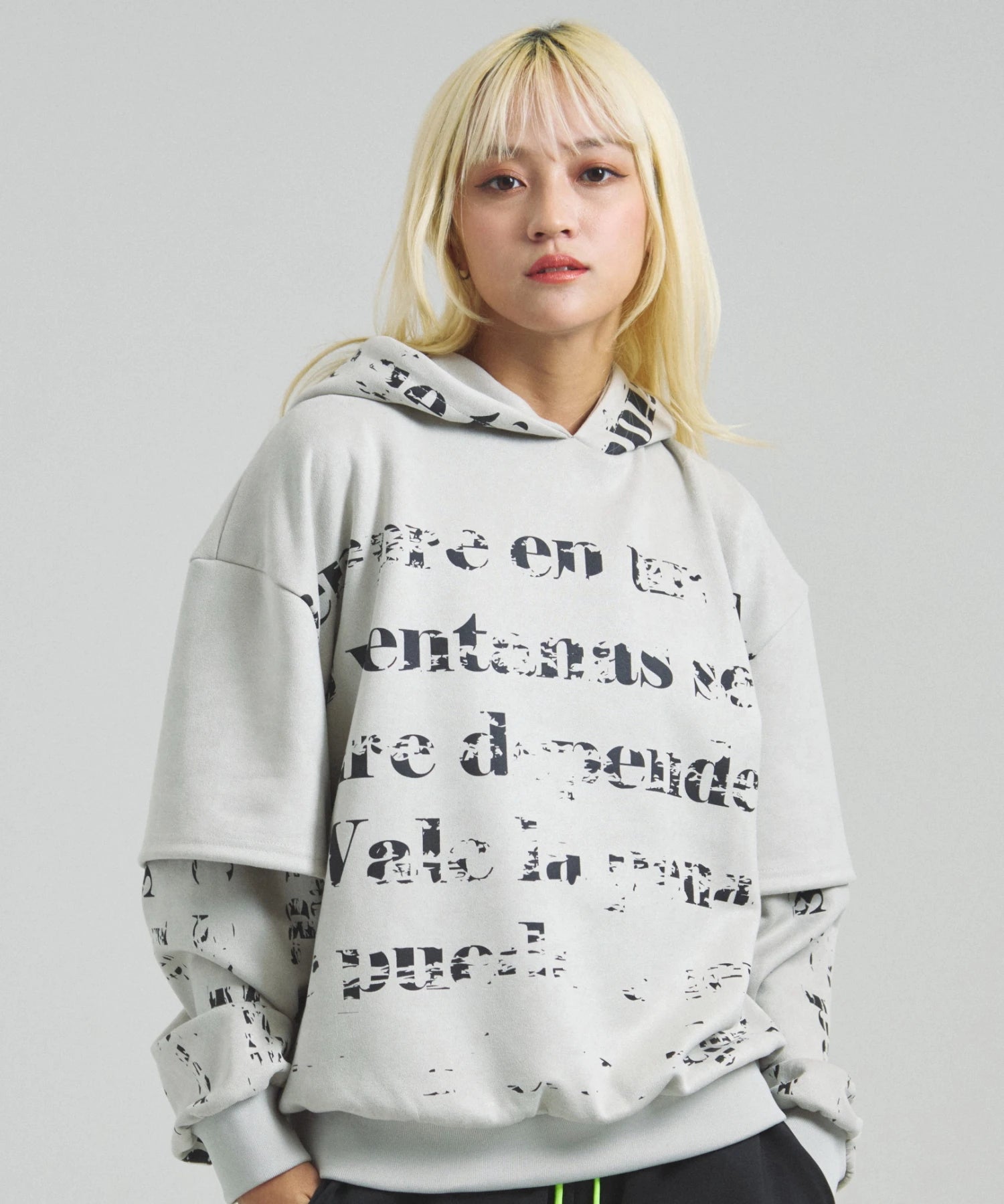 GA SUEDE LAYERED LOGO HOODIE