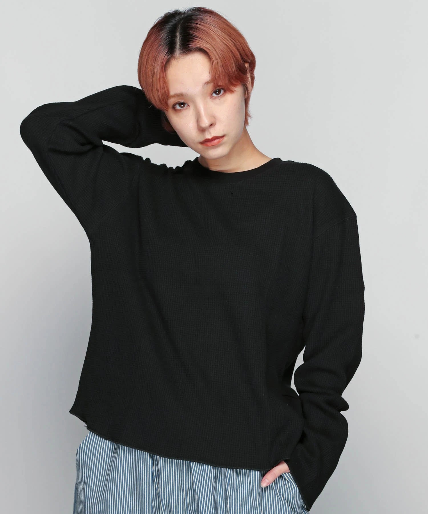 JE-SELECT-ショート丈-WAFFLE SLEEVE T