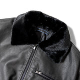 JE-ビンテージPU　衿ファー脱着フライトブルゾン