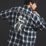 B-TRS-Lips&Tongue スタッズオンブレチェックシャツ