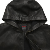 FUBU-Faux Leather Short Hooded Jacket