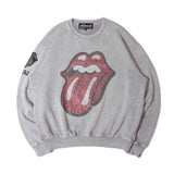 B-TRS-Lips&Tongue ラインストーン-クルースウェット