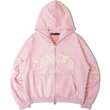 JE-ロゴフェイクスウェード・ZIPパーカー