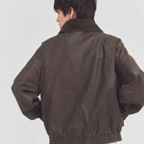 JE-ビンテージPU　衿ファー脱着フライトブルゾン