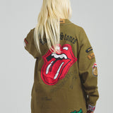 B-TRS-Lips&Tongue カットオフワッペンシャツJKT