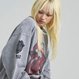 B-TRS-Lips&Tongue ラインストーン-クルースウェット