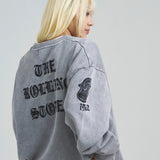 B-TRS-Lips&Tongue ラインストーン-クルースウェット