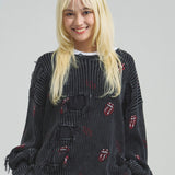 B-TRS-Lips&Tongue-ダメージグランジニット