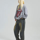 B-TRS-Lips&Tongue ラインストーン-クルースウェット