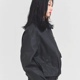 JE-ビンテージPU　衿ファー脱着フライトブルゾン