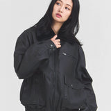 JE-ビンテージPU　衿ファー脱着フライトブルゾン