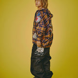 GALFY-ワッペンだらけチェックシャツパーカー