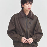 JE-ビンテージPU　衿ファー脱着フライトブルゾン