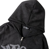 JE-ロゴフェイクスウェード・ZIPパーカー