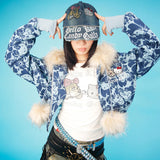 GALFY×KITTY-キラキラデニムキャップ