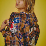 GALFY-ワッペンだらけチェックシャツパーカー