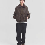 JE-ビンテージPU　衿ファー脱着フライトブルゾン