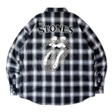 B-TRS-Lips&Tongue スタッズオンブレチェックシャツ