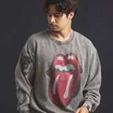 B-TRS-Lips&Tongue ラインストーン-クルースウェット